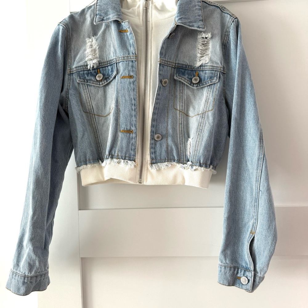 Brand New Love Tree Light Blue Distressed Jean Jacket